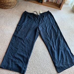 Hollister Women’s Navy Blue Linen Blend Wide Leg Pants